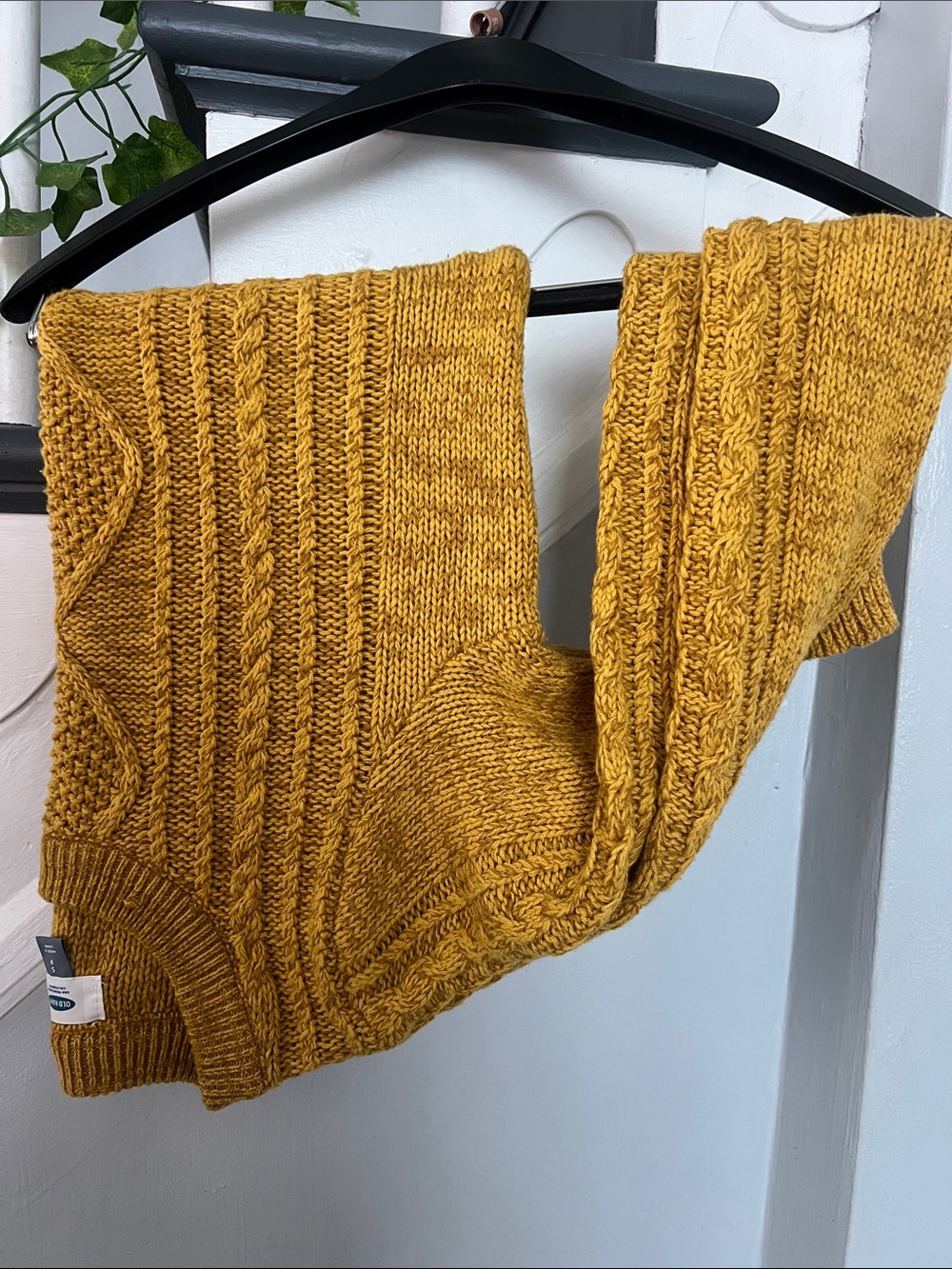 Old Navy Mustard Cable Crew Sweater